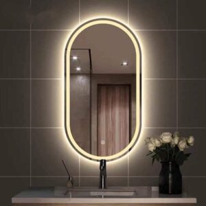 Gương bầu dục LED hắt trước mặt gương