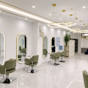 Gương Salon Tóc - Led Hắt Trước, Viền Nhôm - Hình Oval